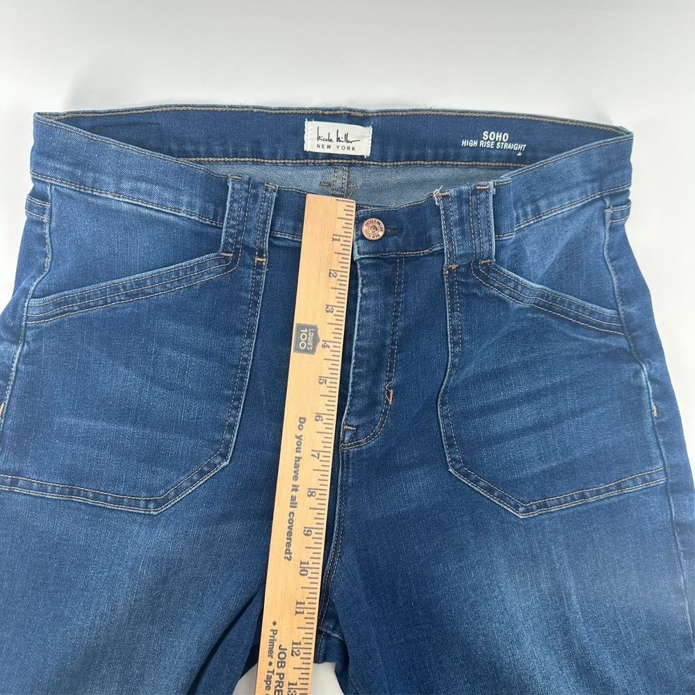 Nicole Miller Jeans Womens 12 Blue Denim Soho High-Rise Straight Leg Medium Wash - Picture 9 of 10